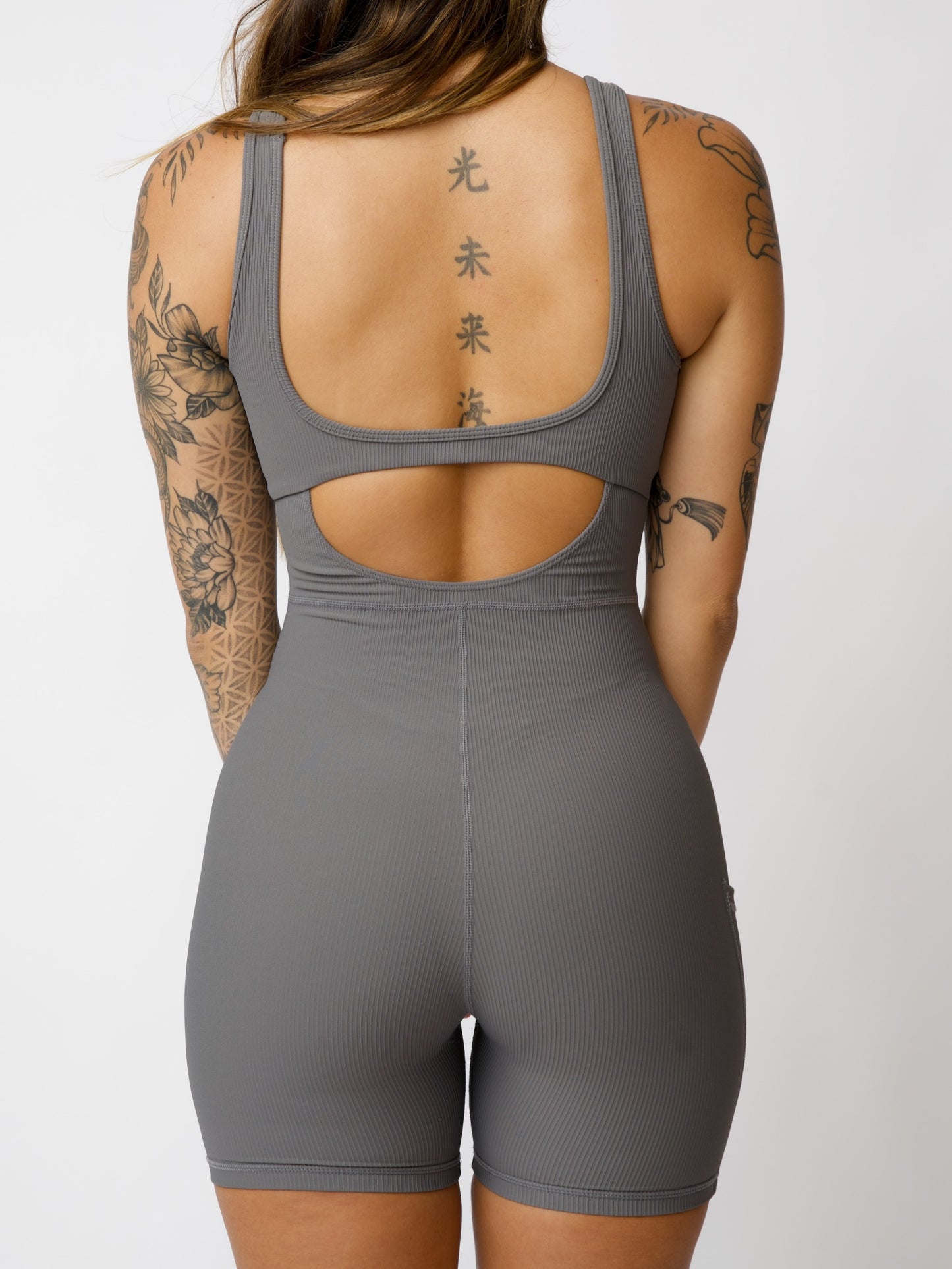 Aura Jumpsuit in Ribbed Smoke Grey