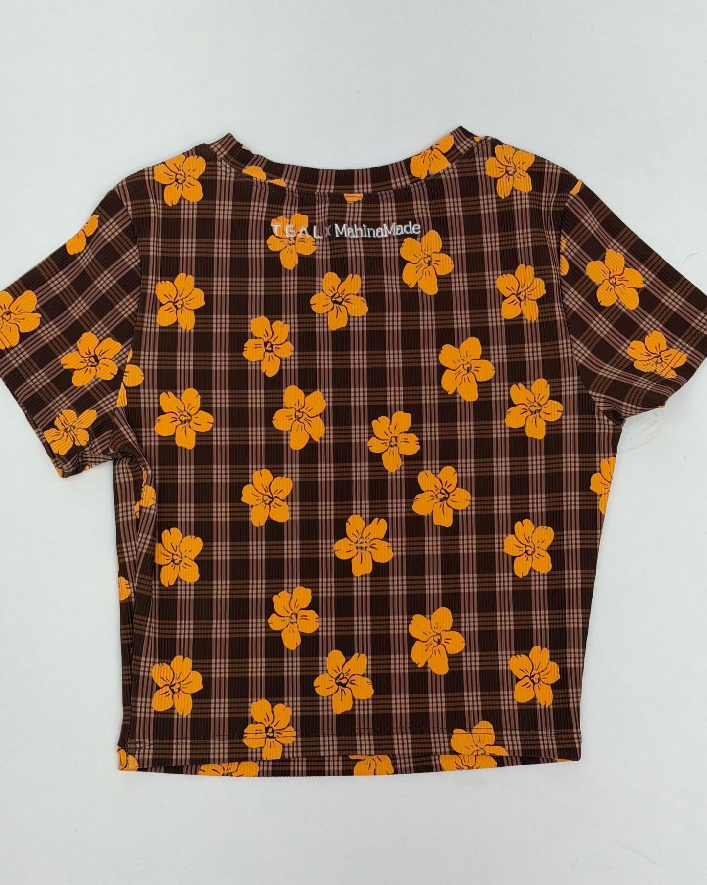 T-Shirt Crop Top in Brown Puakenikeni