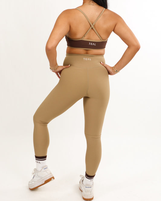 Essential Full Leggings in Ribbed Golden Khaki