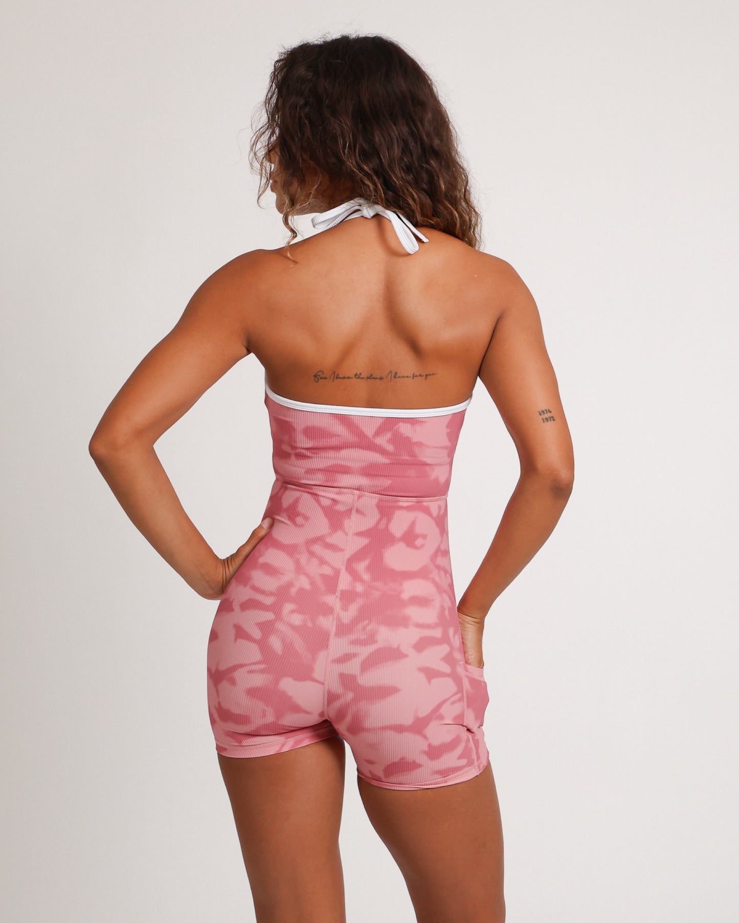 Lei Halter Jumpsuit in Pink Shibori