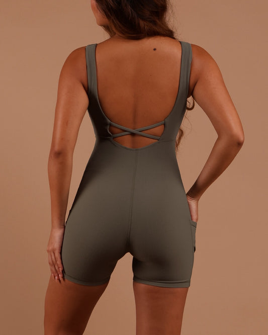 LB Jumpsuit in Ribbed Olive