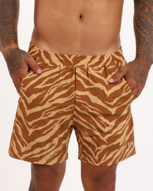 Hybrid 6” Men's Shorts in Caramel Zebra