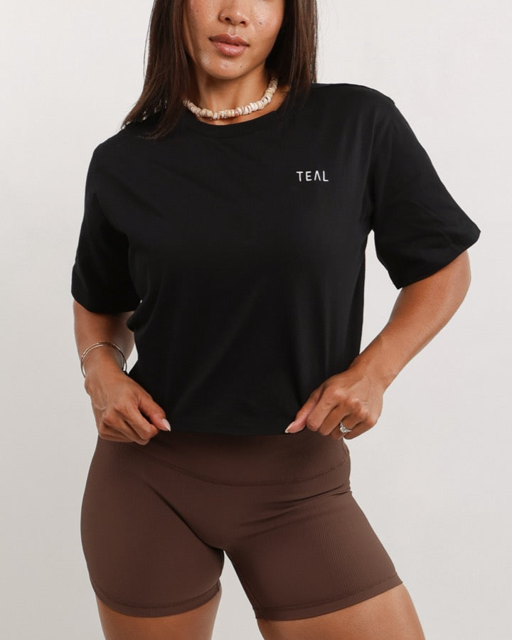 Everyday Tie Back Tee in Black