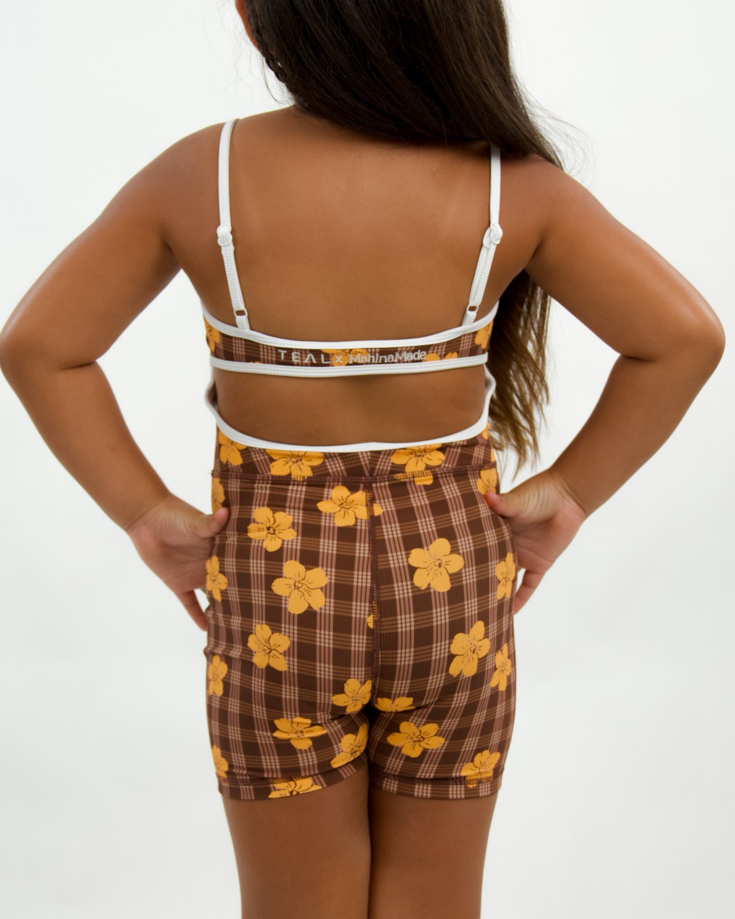Mini Kayla Jumpsuit in Brown Puakenikeni
