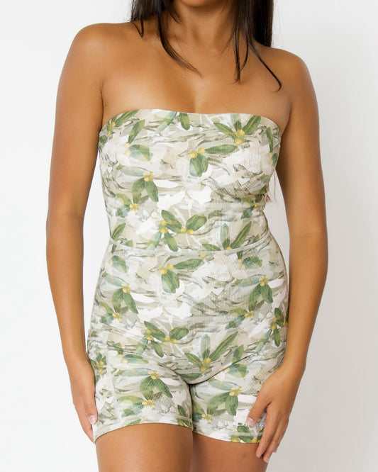 Anu Strapless Jumpsuit in Mokihana Camo
