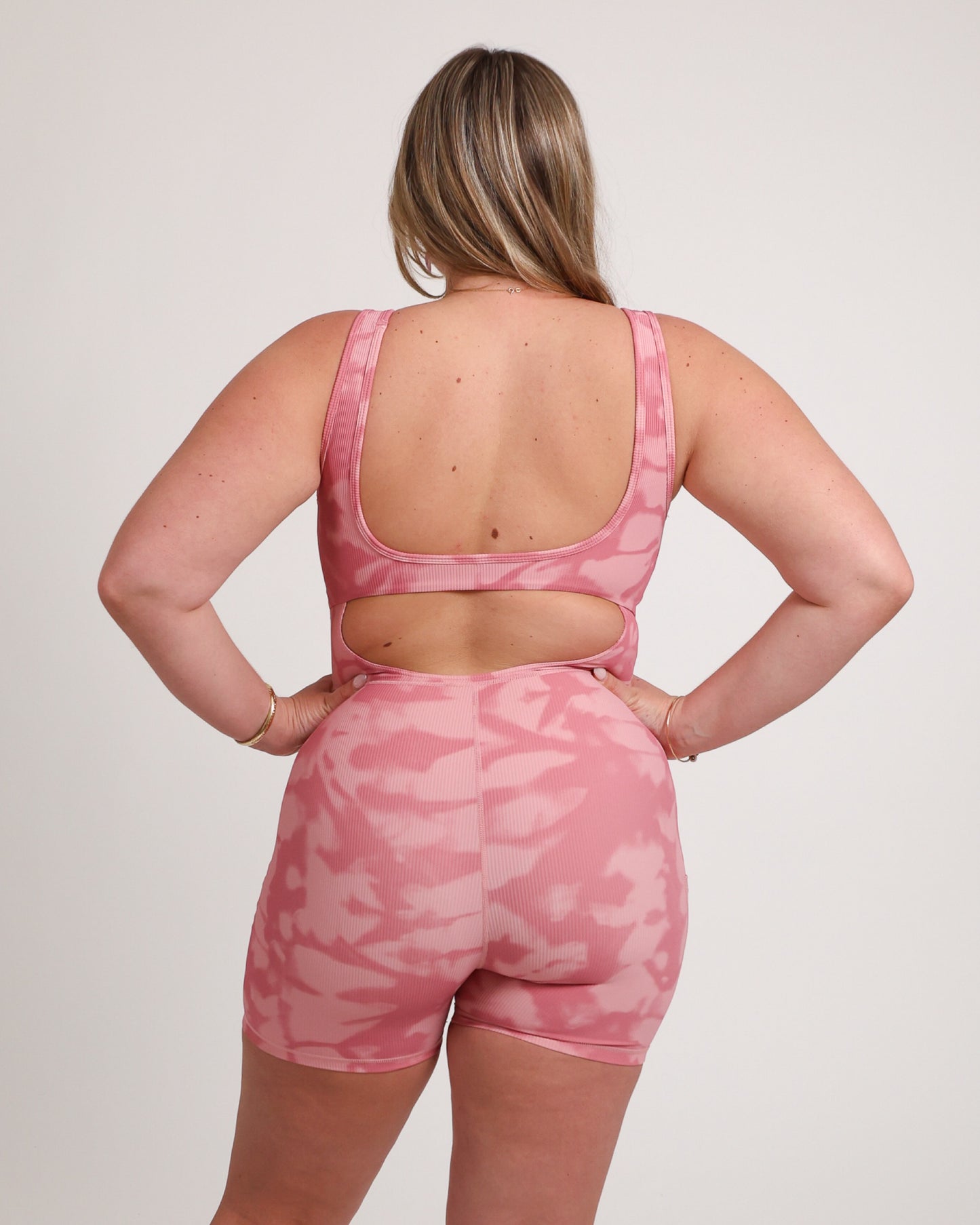 Aura Jumpsuit in Ribbed Pink Shibori