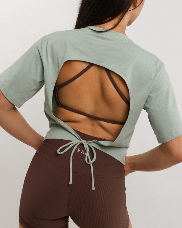 Everyday Tie Back Tee in Light Seafoam