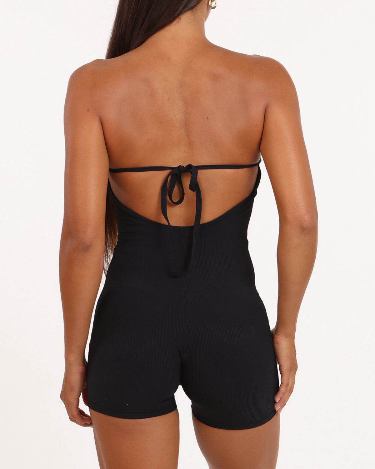 NEW Goldie Strapless Jumpsuit in Black Ribbed