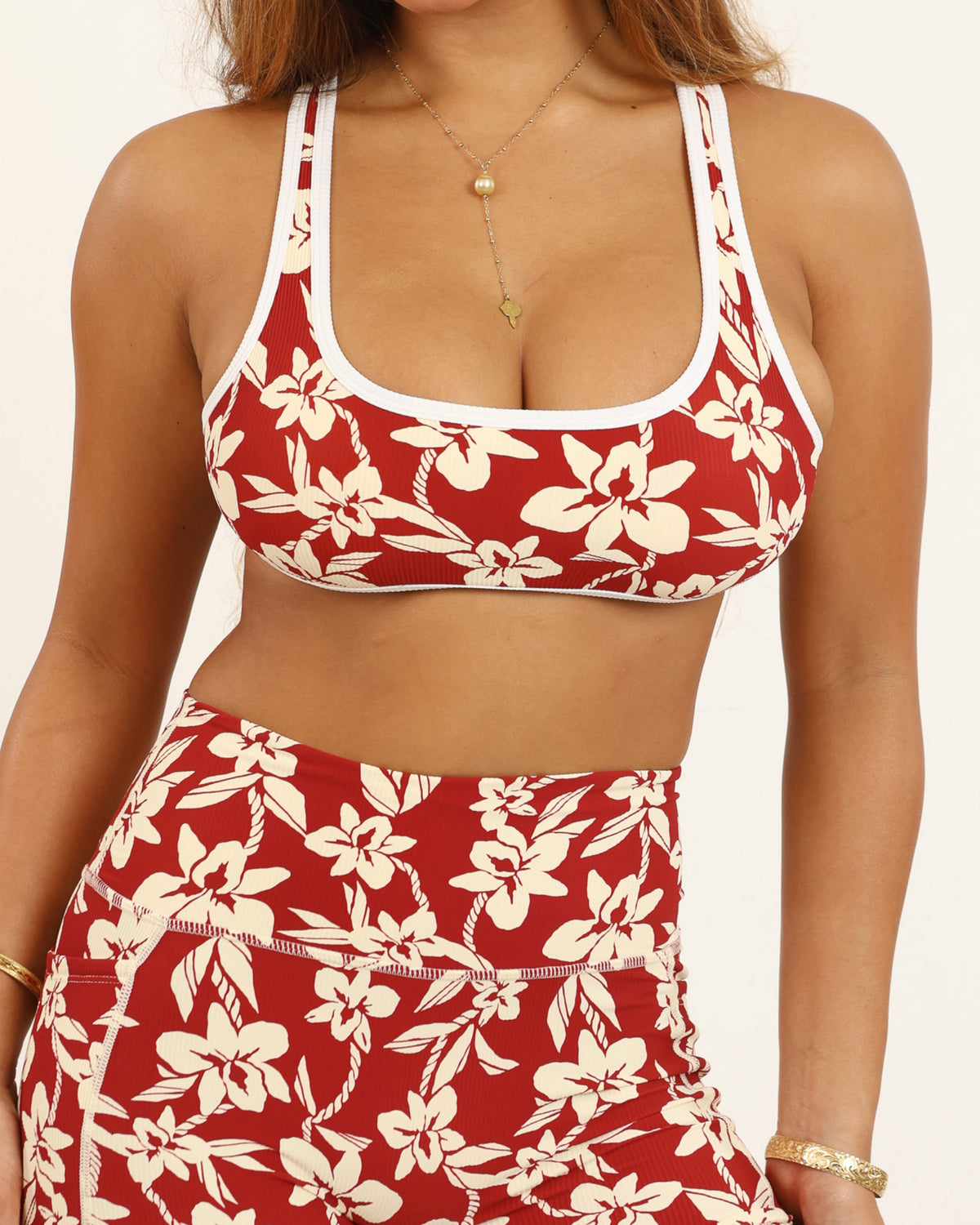 Racer Back Top in Red Orchid Lei