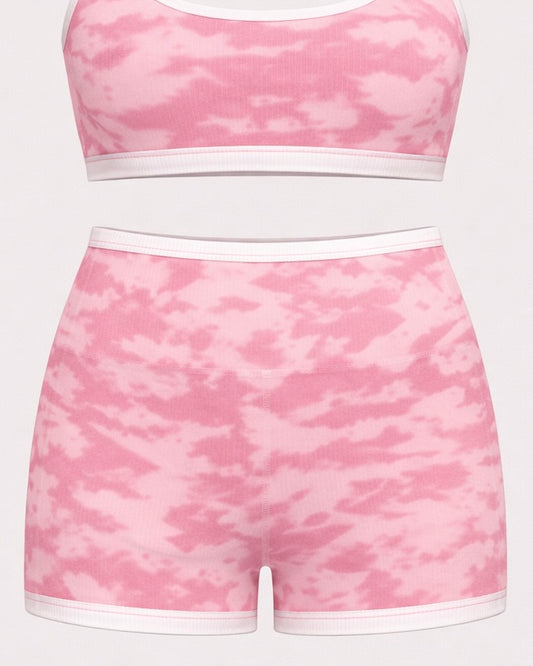 3" Biker Short in Ribbed Pink Shibori