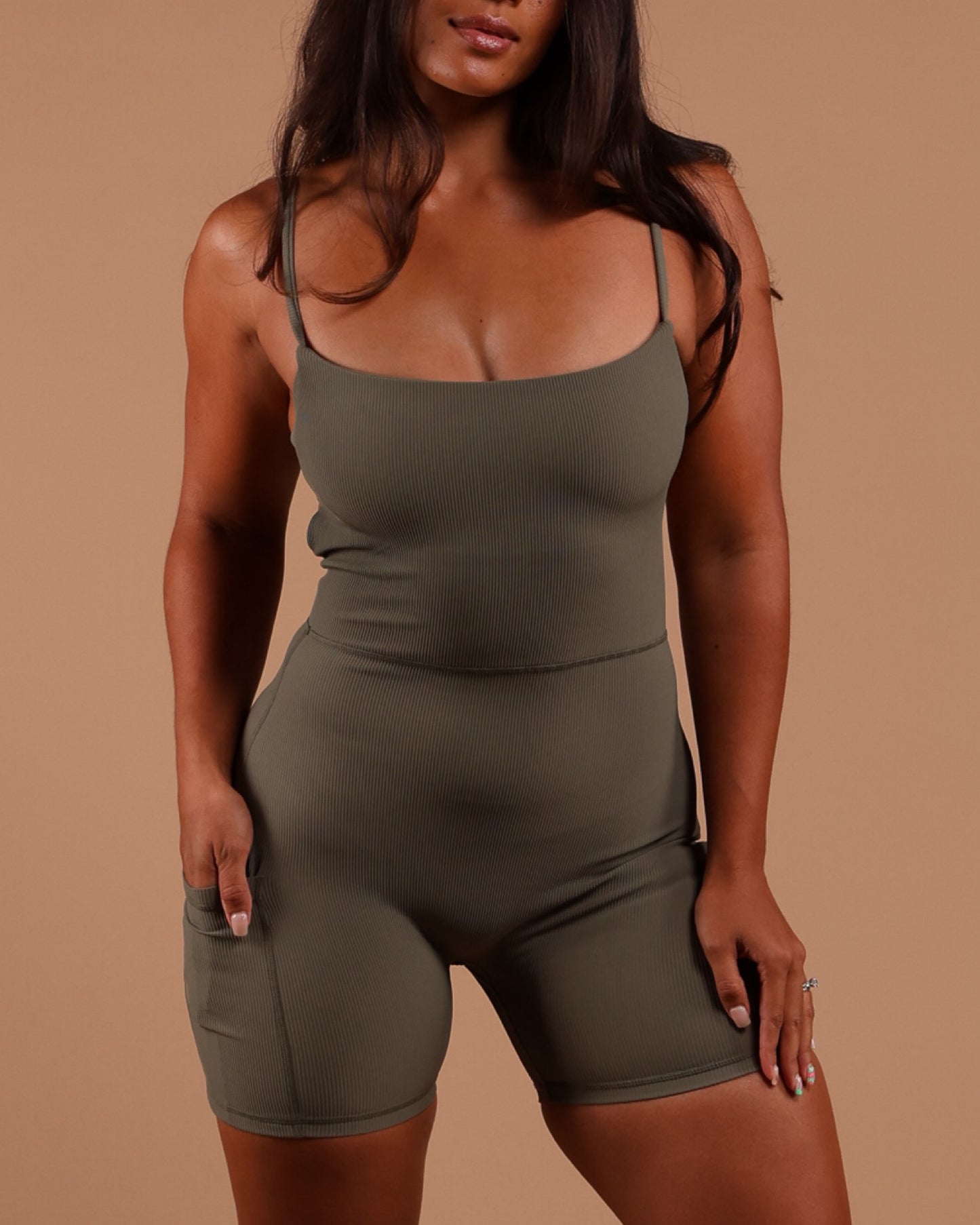 Kayla Jumpsuit in Ribbed Olive