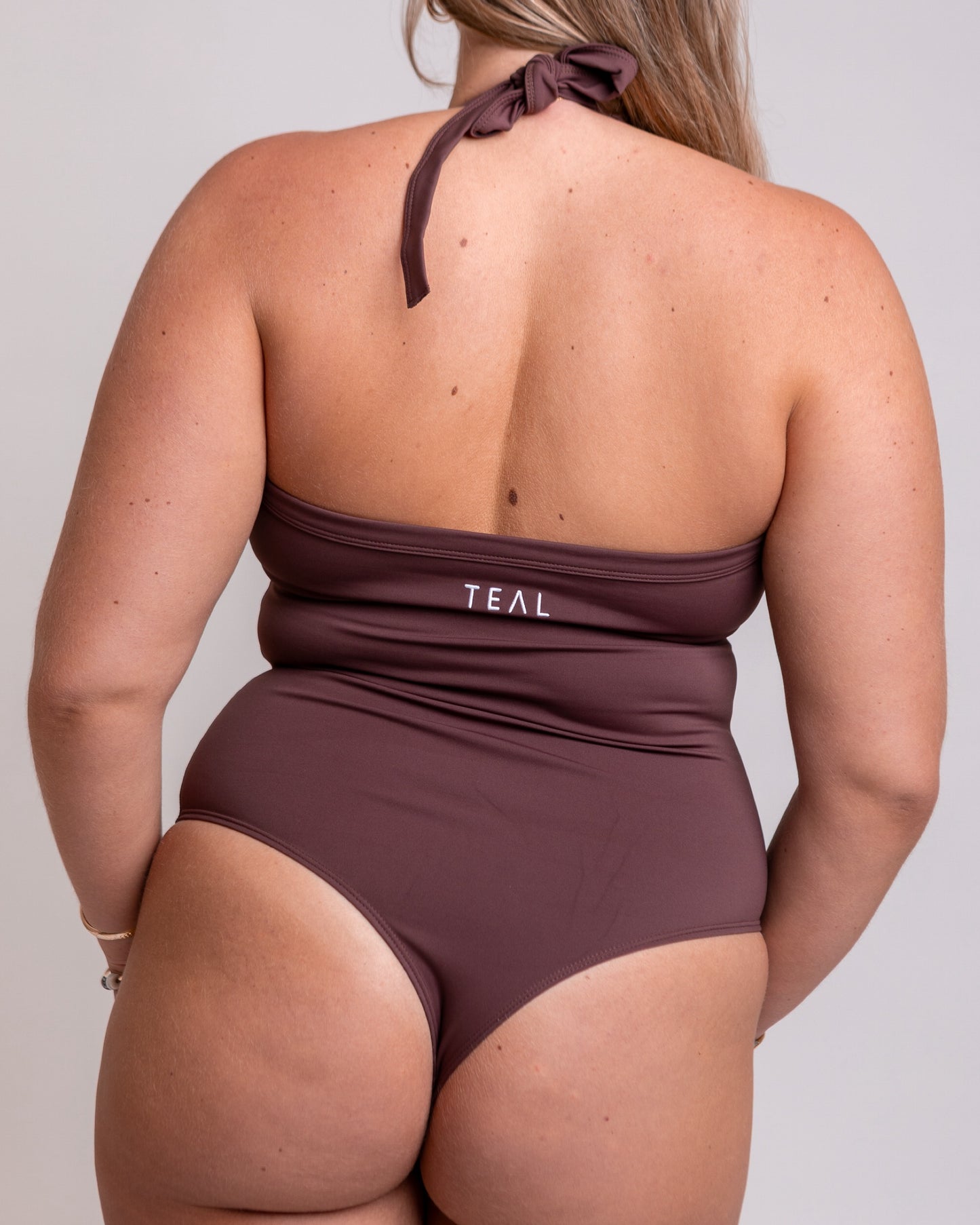 Lei Halter Bodysuit in Mocha