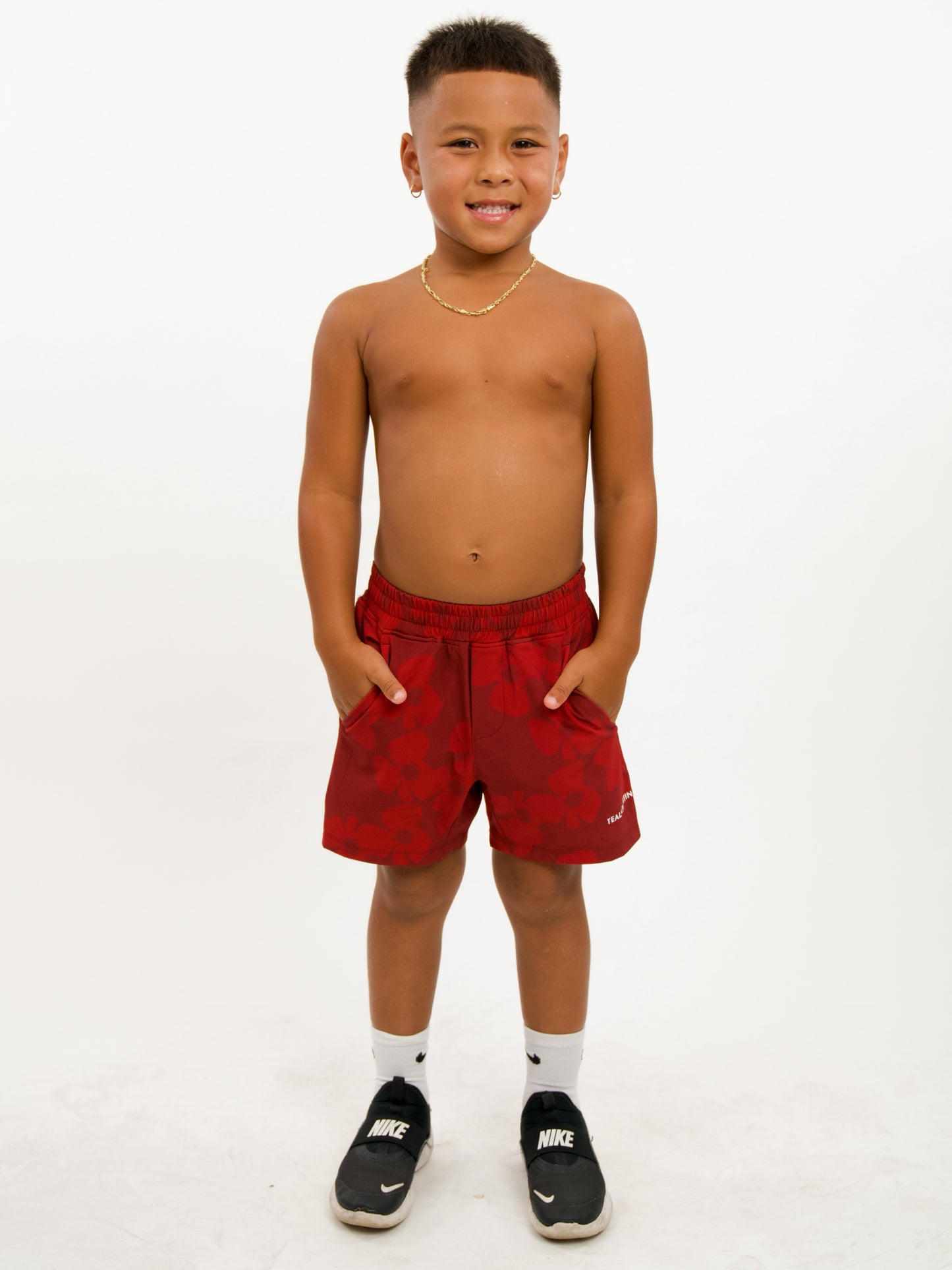 Luxe Hybrid Boy's Shorts in Zinnia Red Dahlia