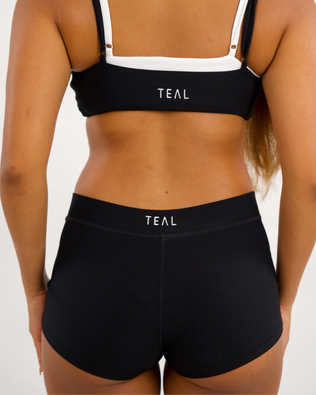 Low Rise Mini Short in Ribbed Black