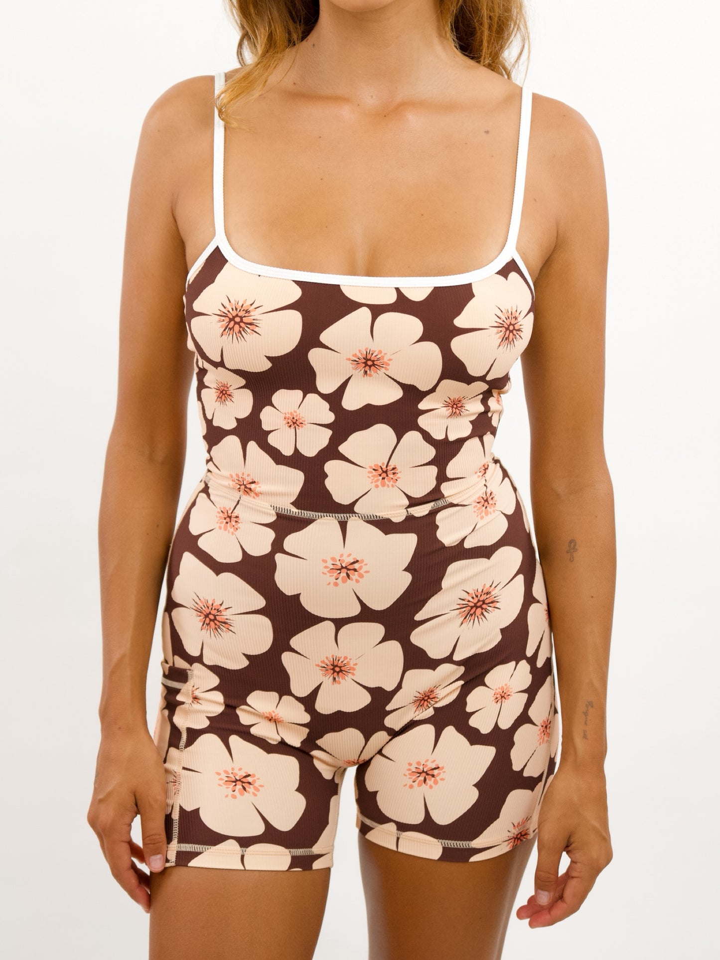 Kayla 2.0 Jumpsuit in Floral Burst Chocolate w/ Trim