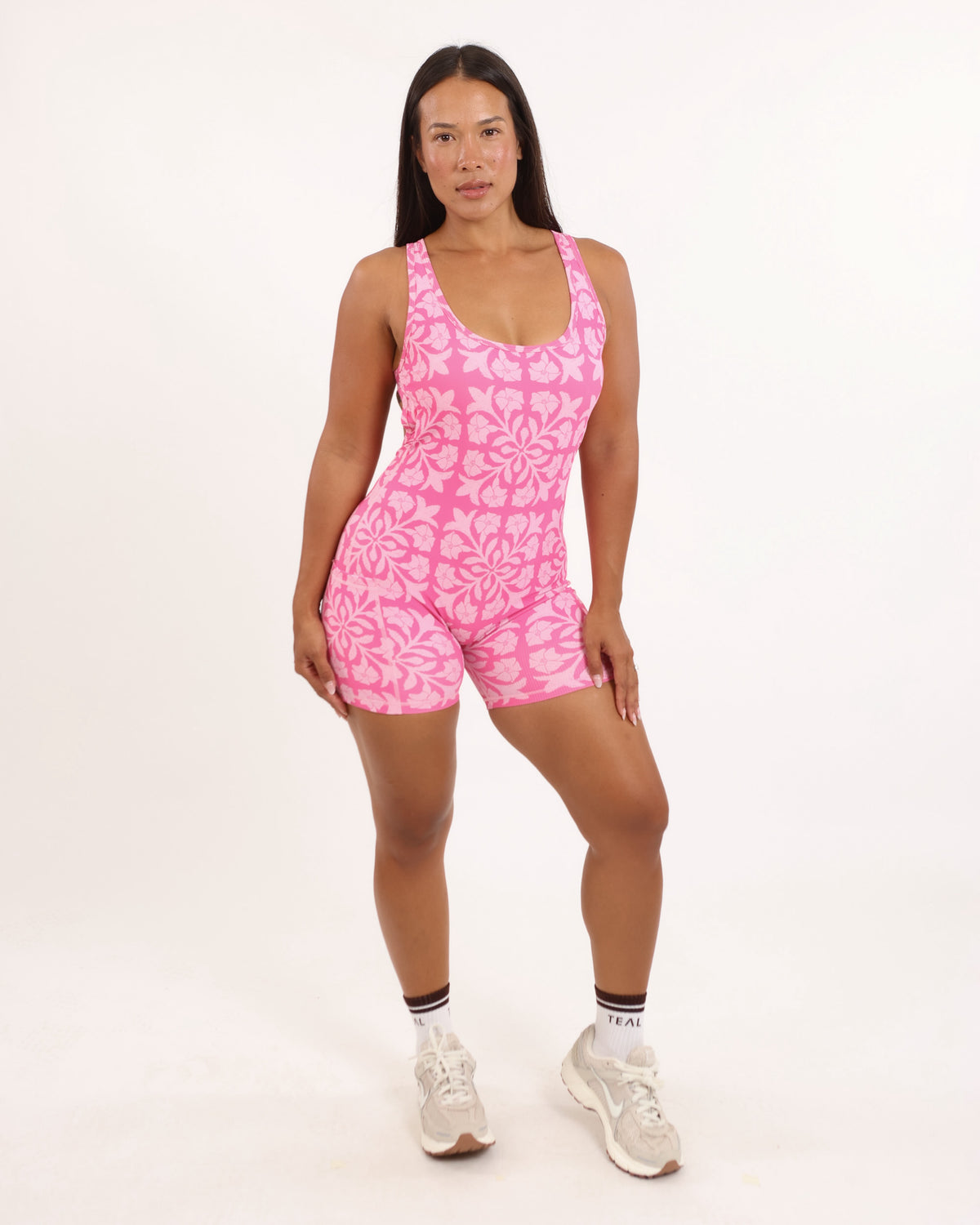 Olina Jumpsuit in Pink Puakenikeni Quilt