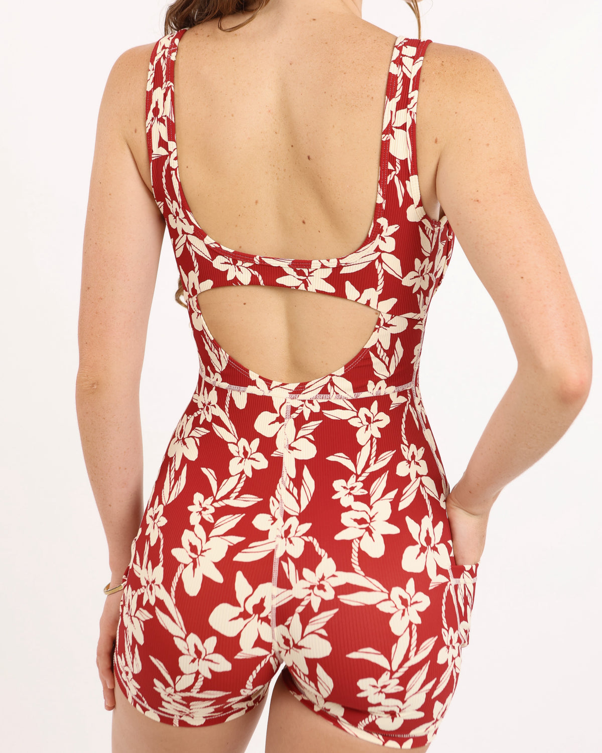 Aura Jumpsuit in Red Orchid Lei
