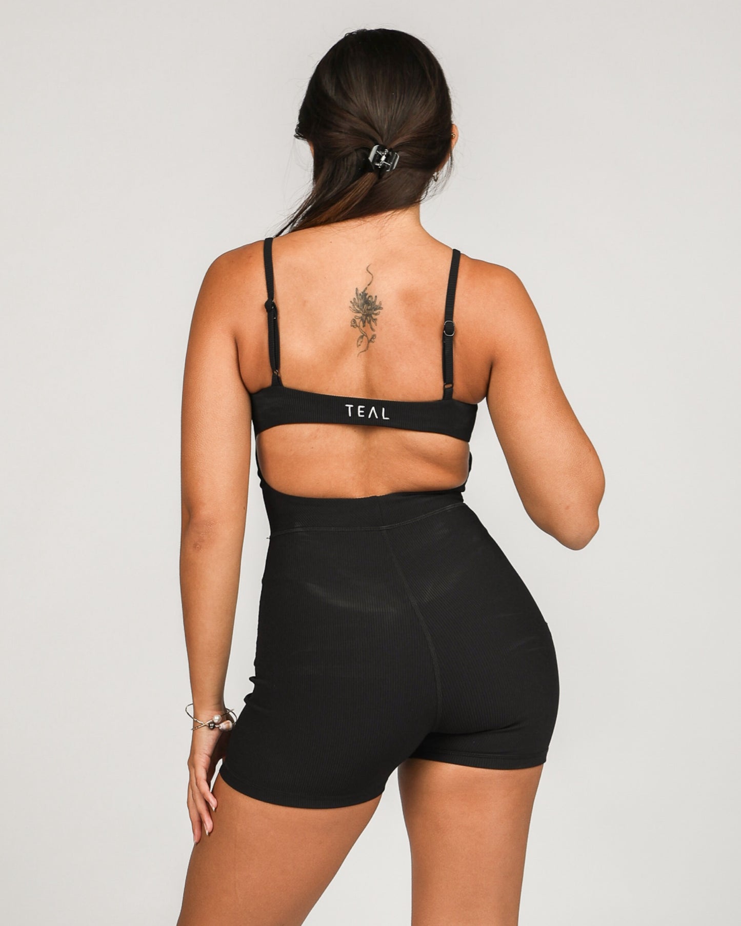Kayla 3" Jumpsuit in Ribbed Black