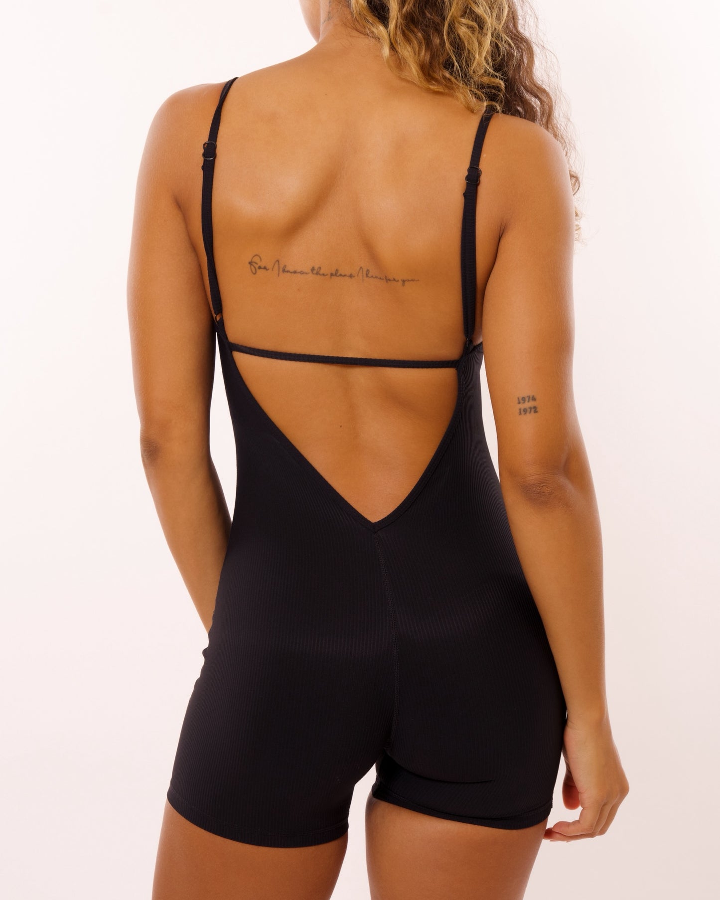 UPDATED! Azure V-Back Jumpsuit in Ribbed Black