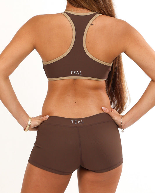 Low Rise Mini Short in Ribbed Mocha