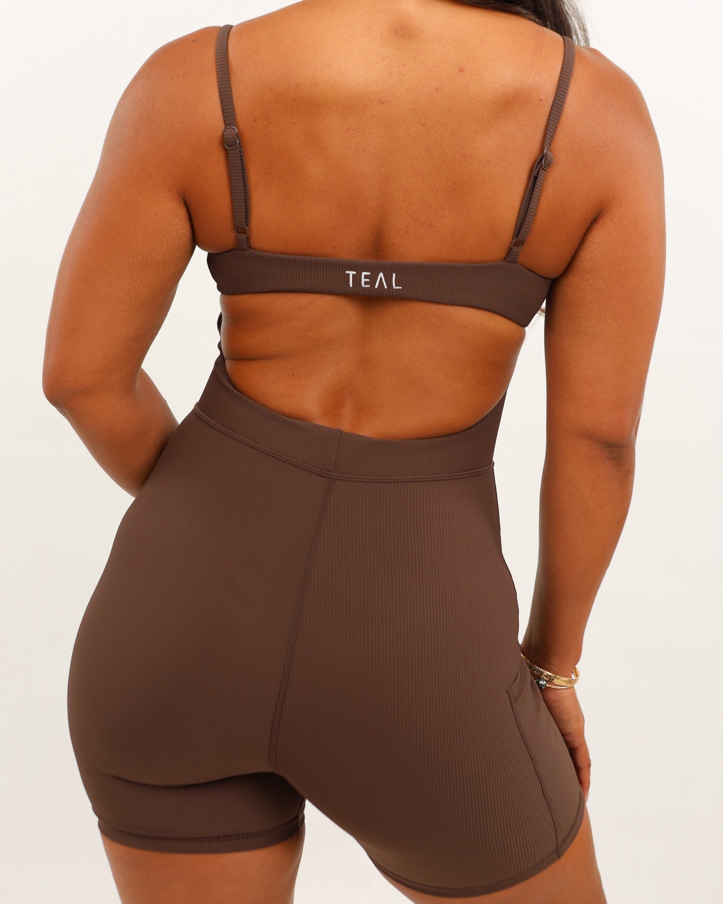 Kayla Jumpsuit in Ribbed Mocha
