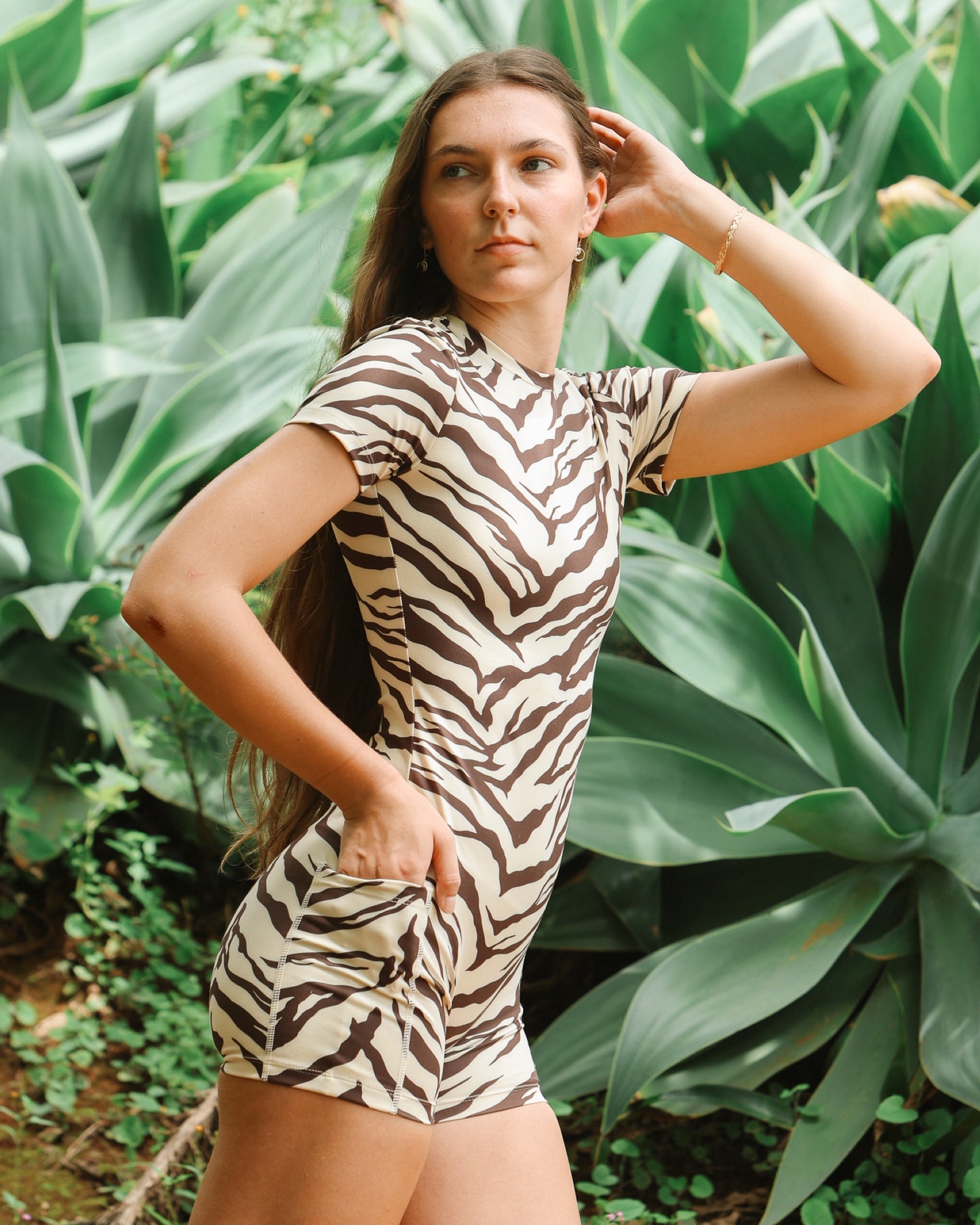 T-Shirt Jumpsuit in Light Zebra