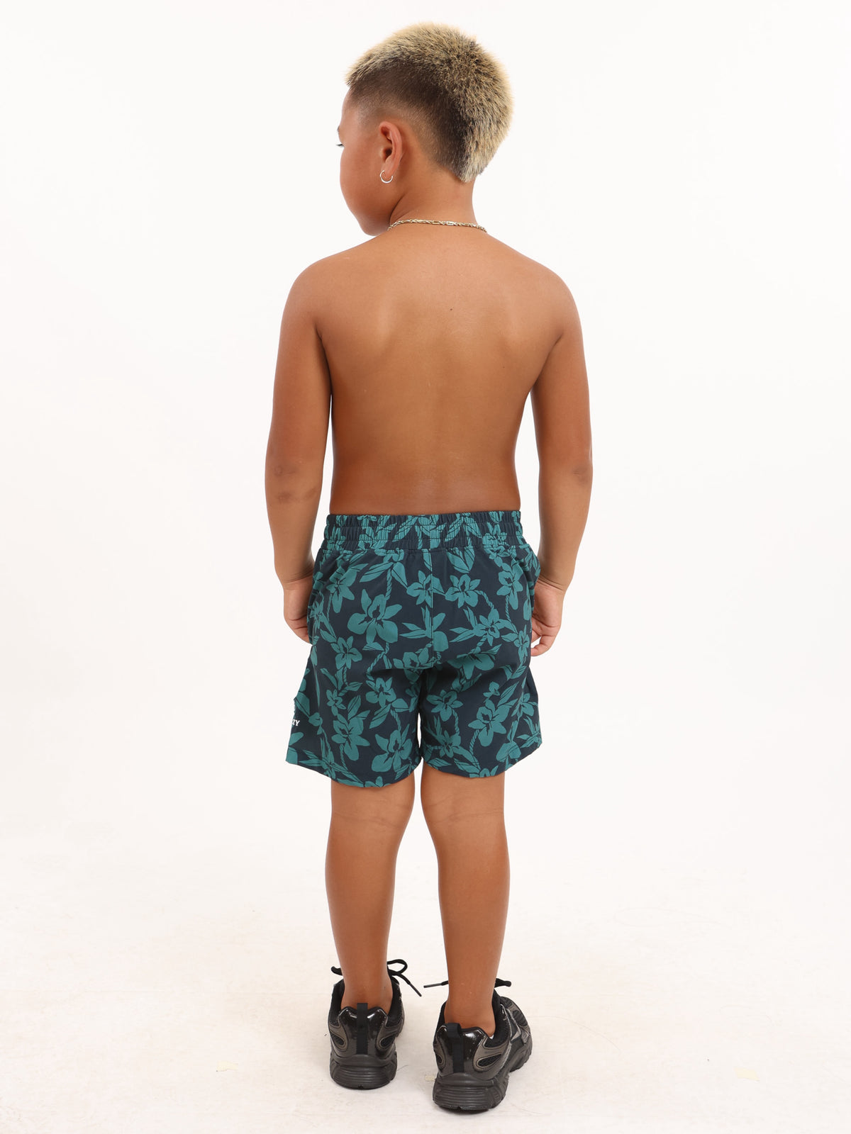 Luxe Hybrid Boy's Shorts in Teal Orchid Lei
