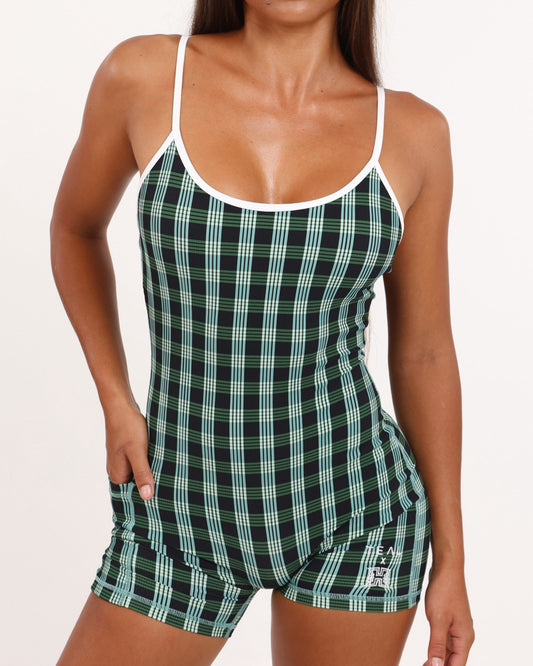 Azure V-Back Jumpsuit in UH Black Palaka