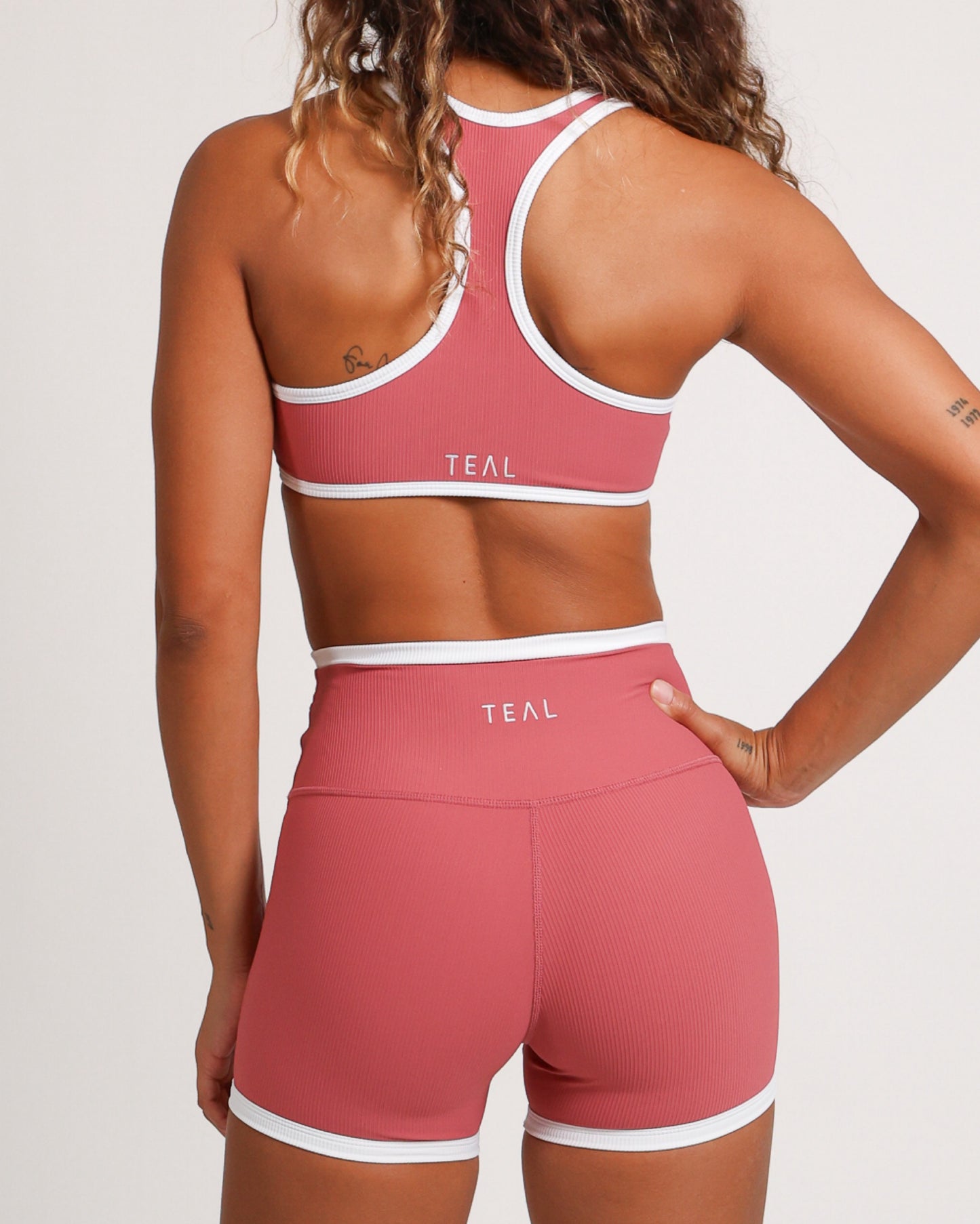 3" Biker Short in Ribbed Coral Pink