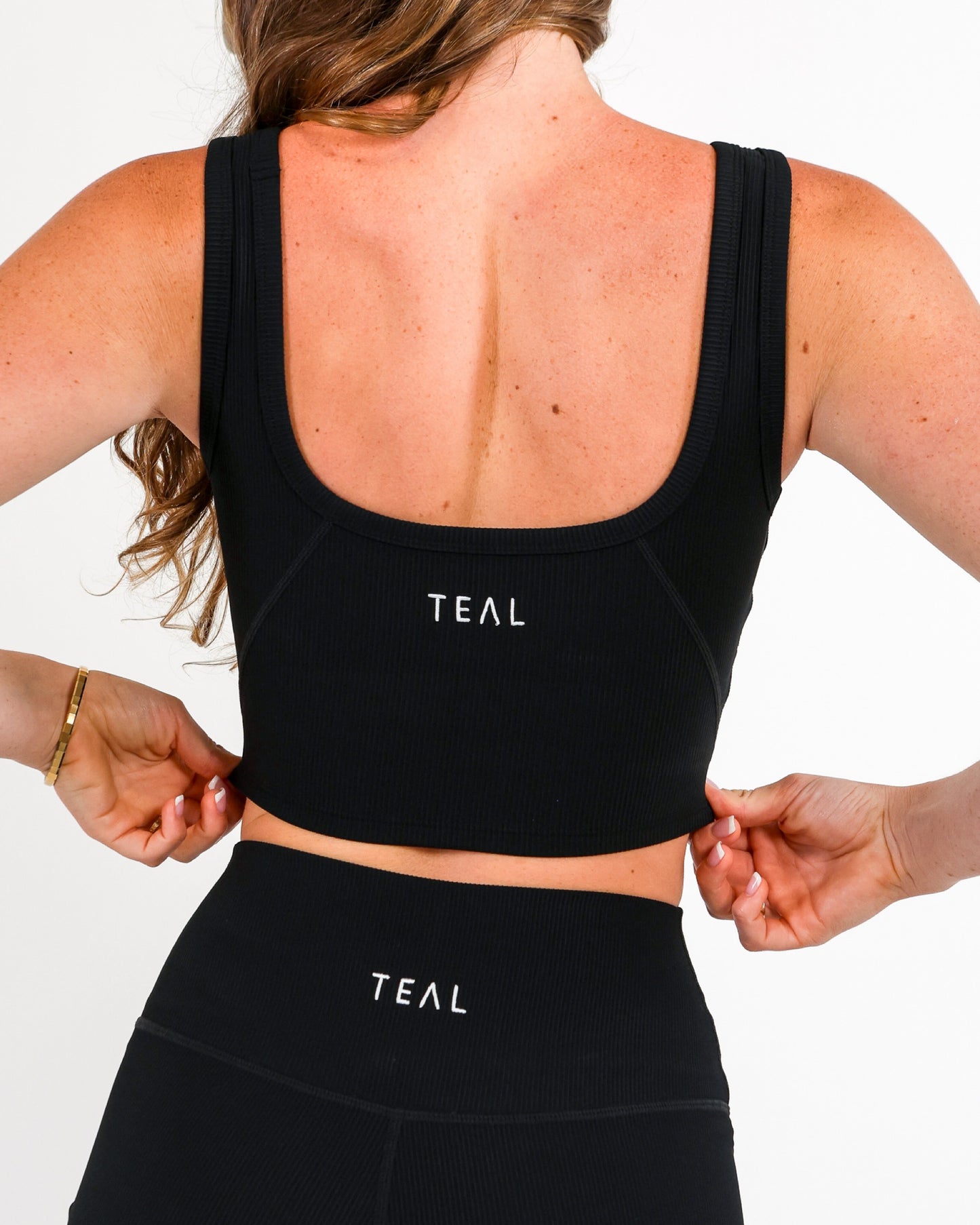 Essential Crop Tank in Ribbed Black