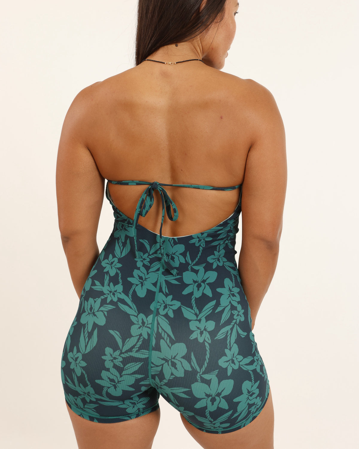 NEW Goldie Strapless Jumpsuit in Teal Orchid Lei