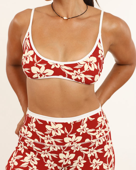 Liv Micro Top in Red Orchid Lei