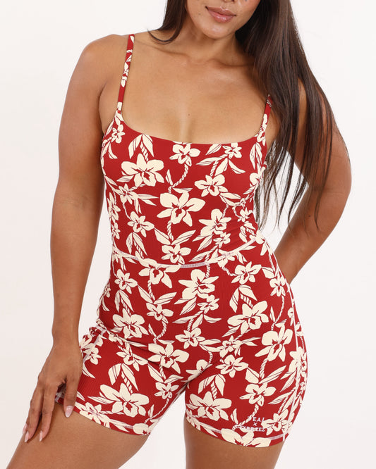 Kayla 2.0 Jumpsuit in Red Orchid Lei