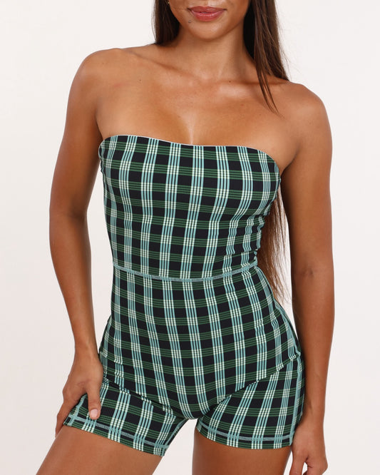 Anu Strapless Jumpsuit in UH Black Palaka