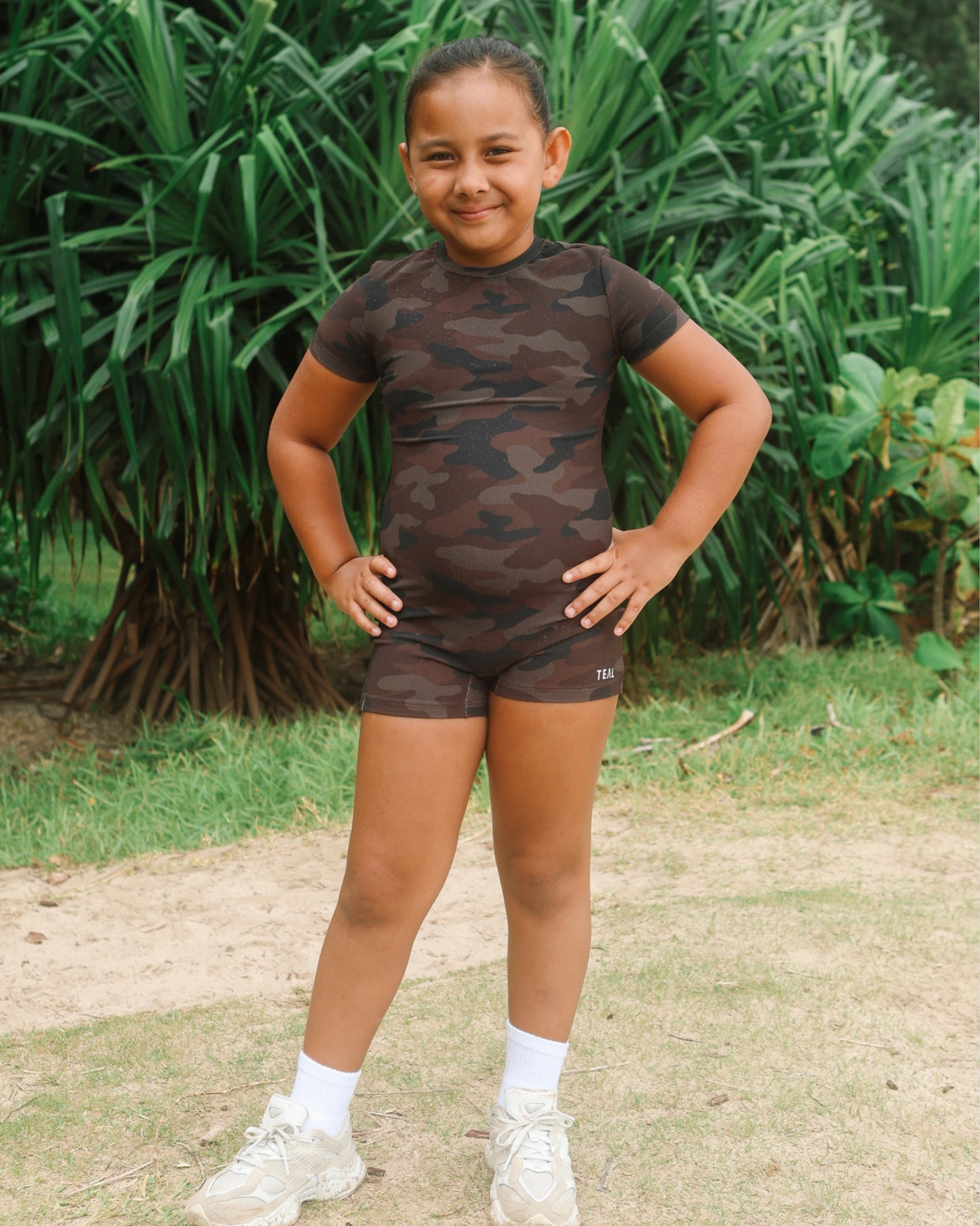 Mini T-shirt Jumpsuit in Brown Camo