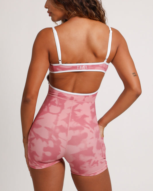 Kayla Jumpsuit in Ribbed Pink Shibori