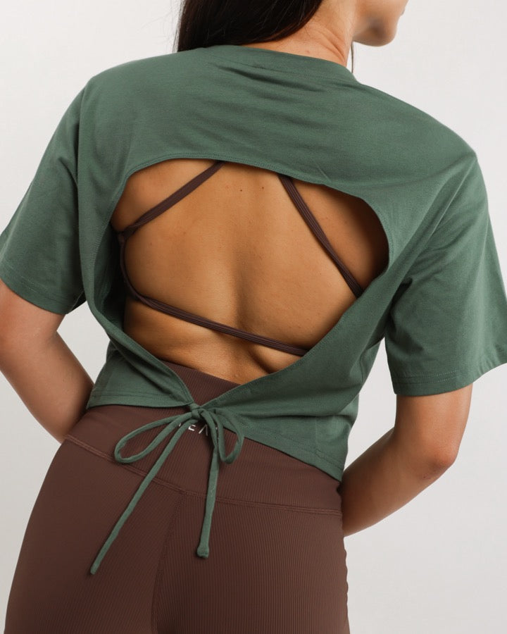 Everyday Tie Back Tee in Deep Teal