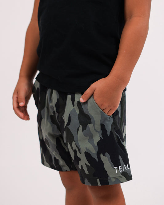 Luxe Hybrid Boy's Shorts in Camo
