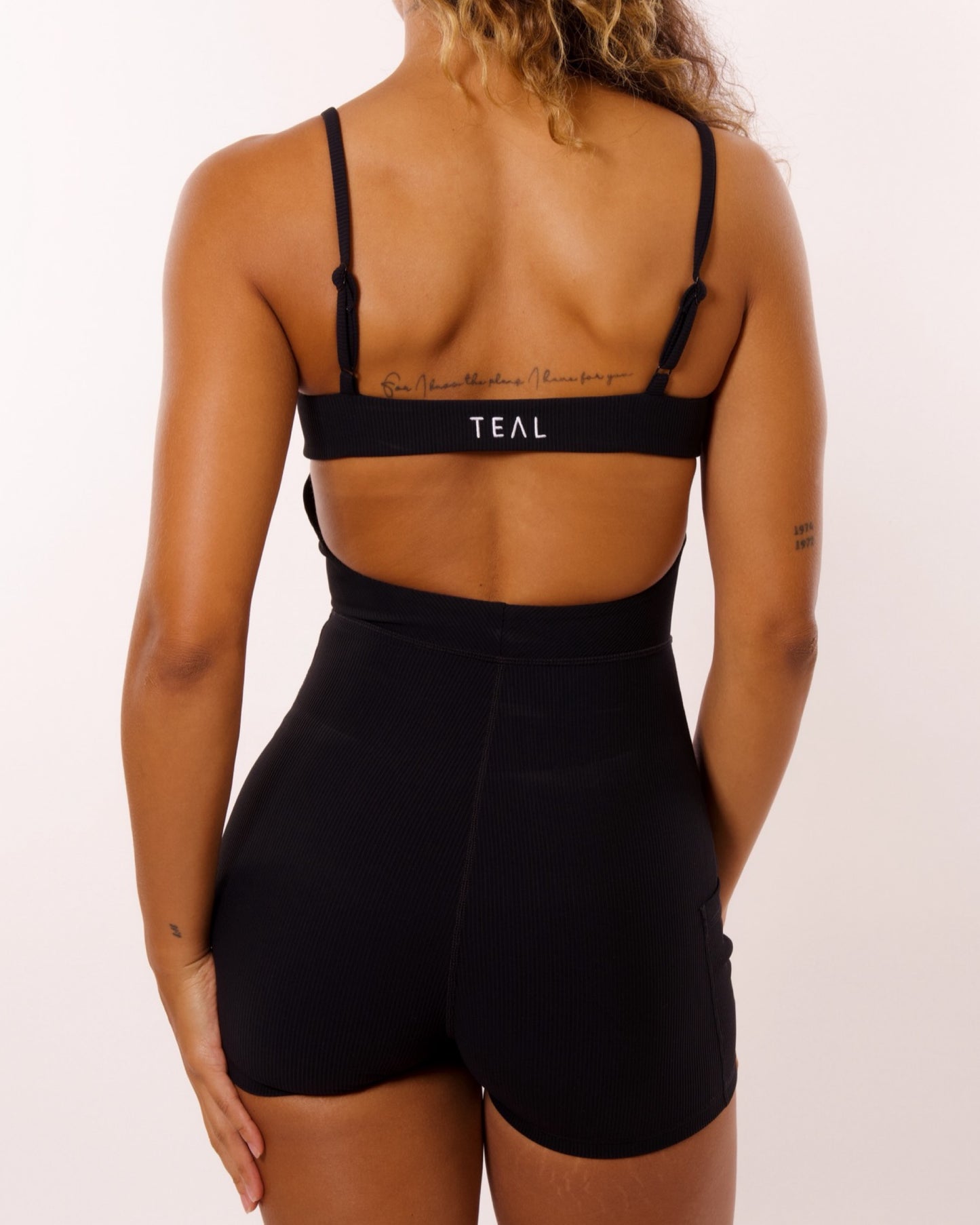 Kayla 3" Jumpsuit in Ribbed Black