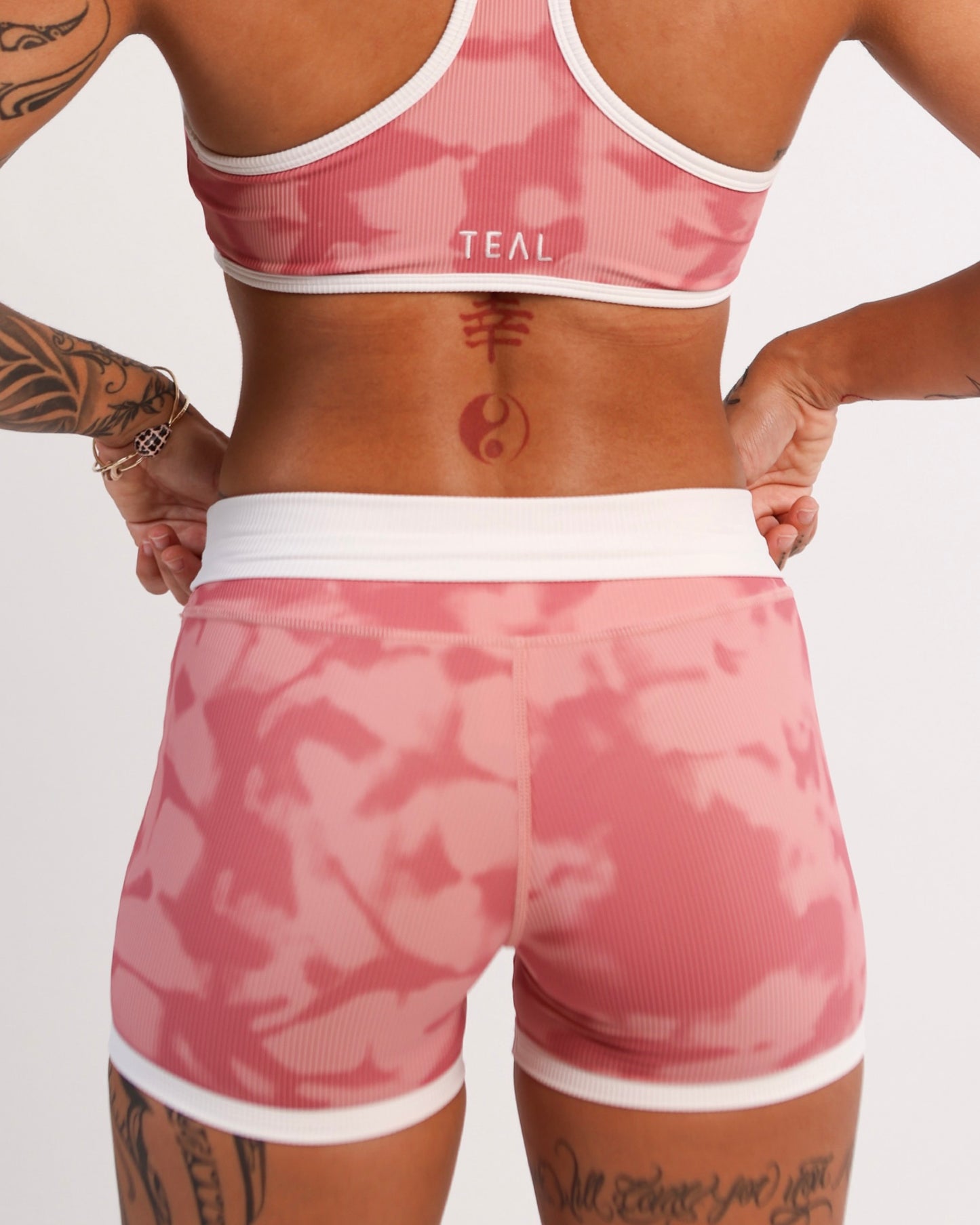 3" Biker Short in Ribbed Pink Shibori