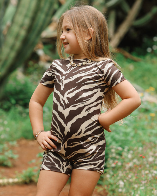 Mini T-Shirt Jumpsuit in Dark Zebra