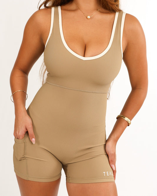 Ash Jumpsuit in Ribbed Golden Khaki