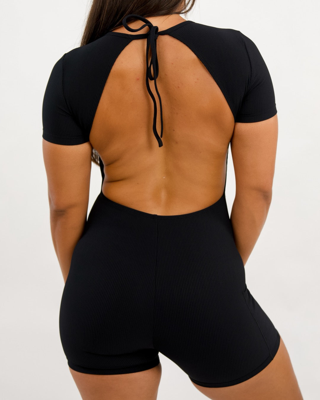 Luxe T-Shirt Jumpsuit in Ribbed Black
