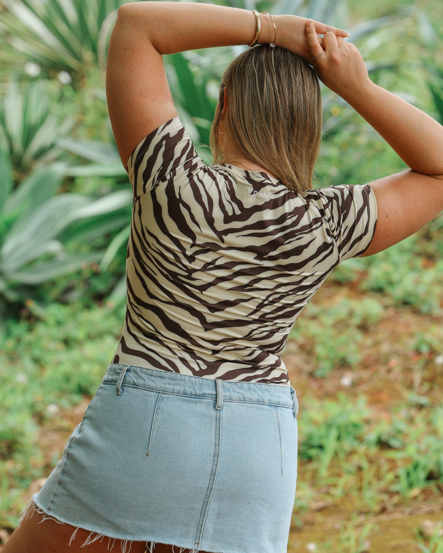 T-Shirt Bodysuit in Light Zebra