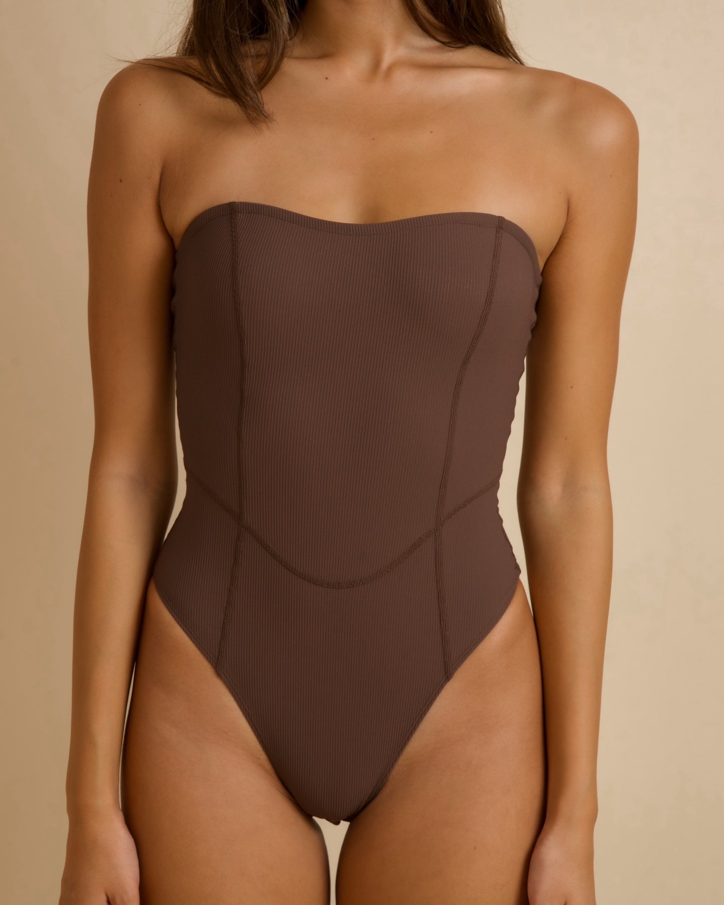 Sweetheart Strapless Bodysuit in Mocha