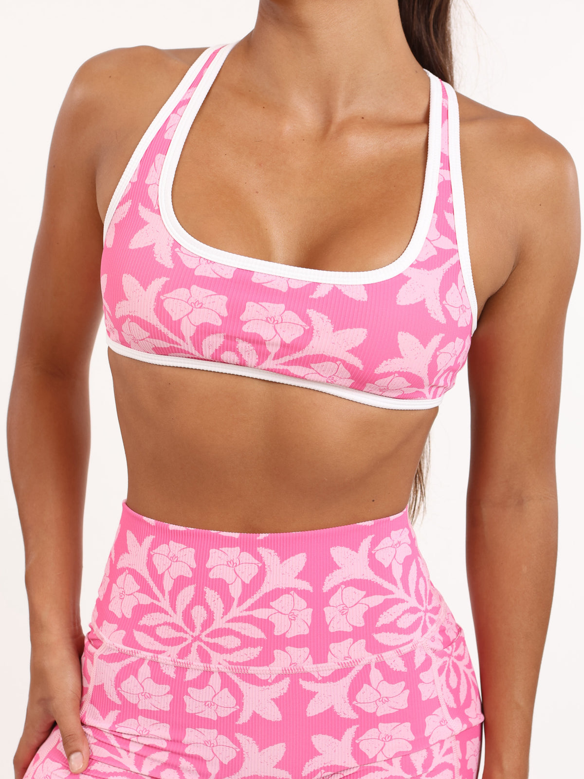 Racer Back Top in Pink Puakenikeni Quilt