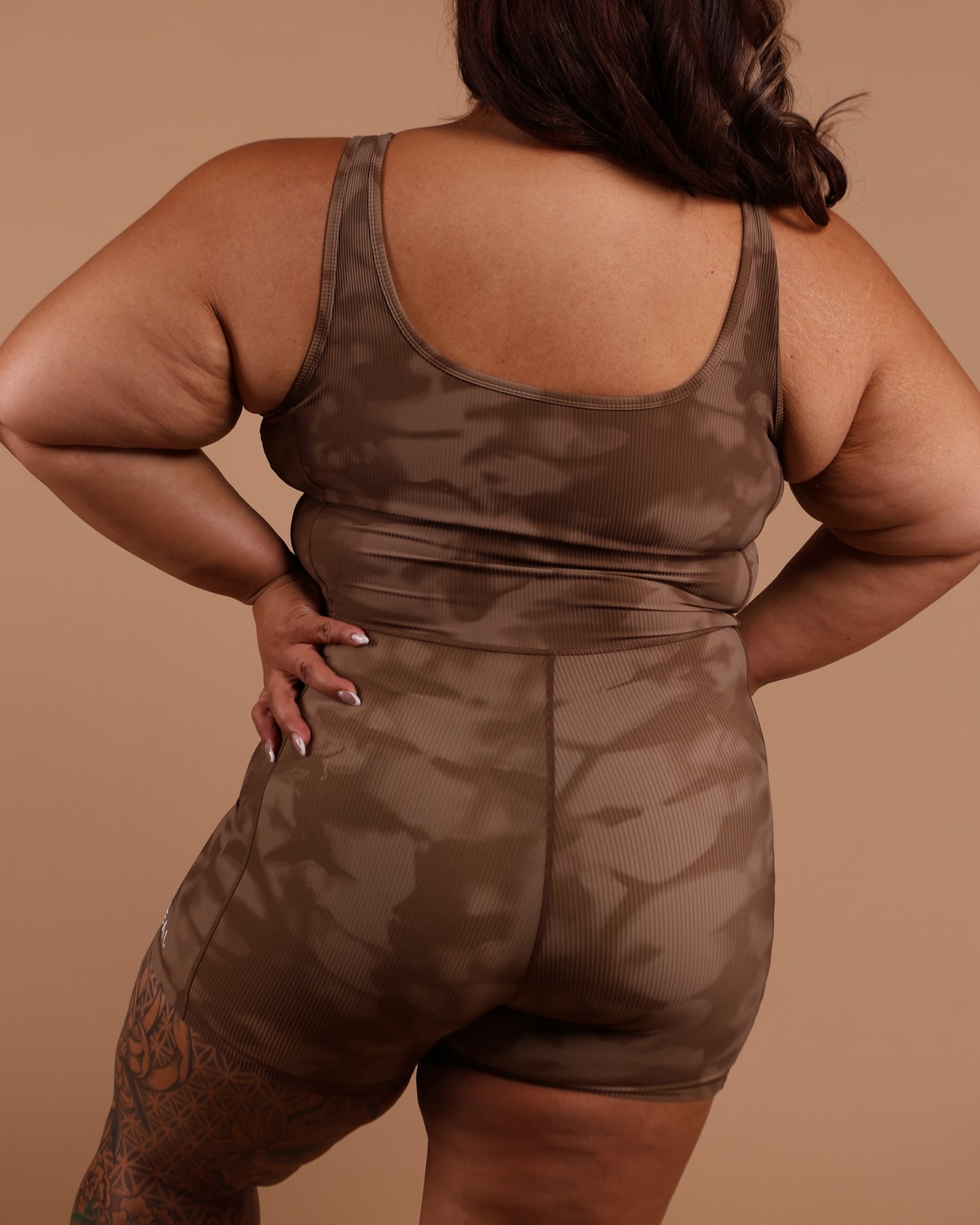 Britt Jumpsuit in Ribbed Brown Shibori