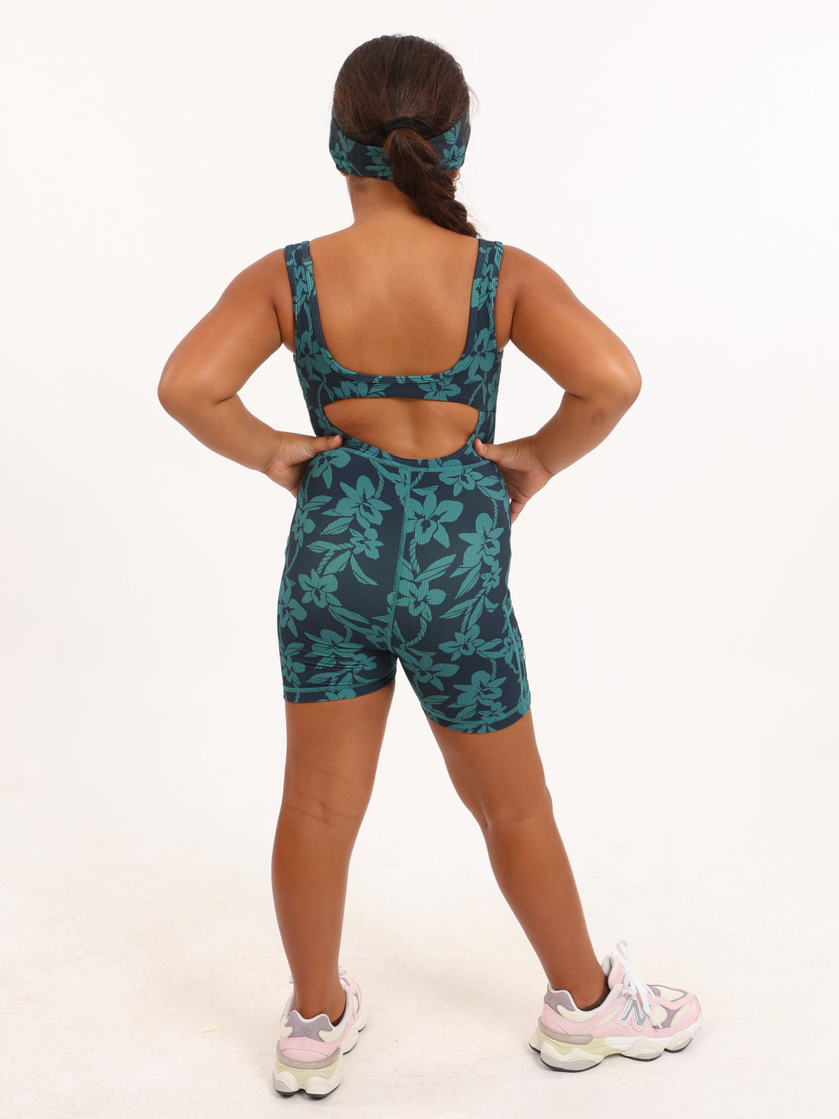 Mini Aura Jumpsuit in Teal Orchid Lei