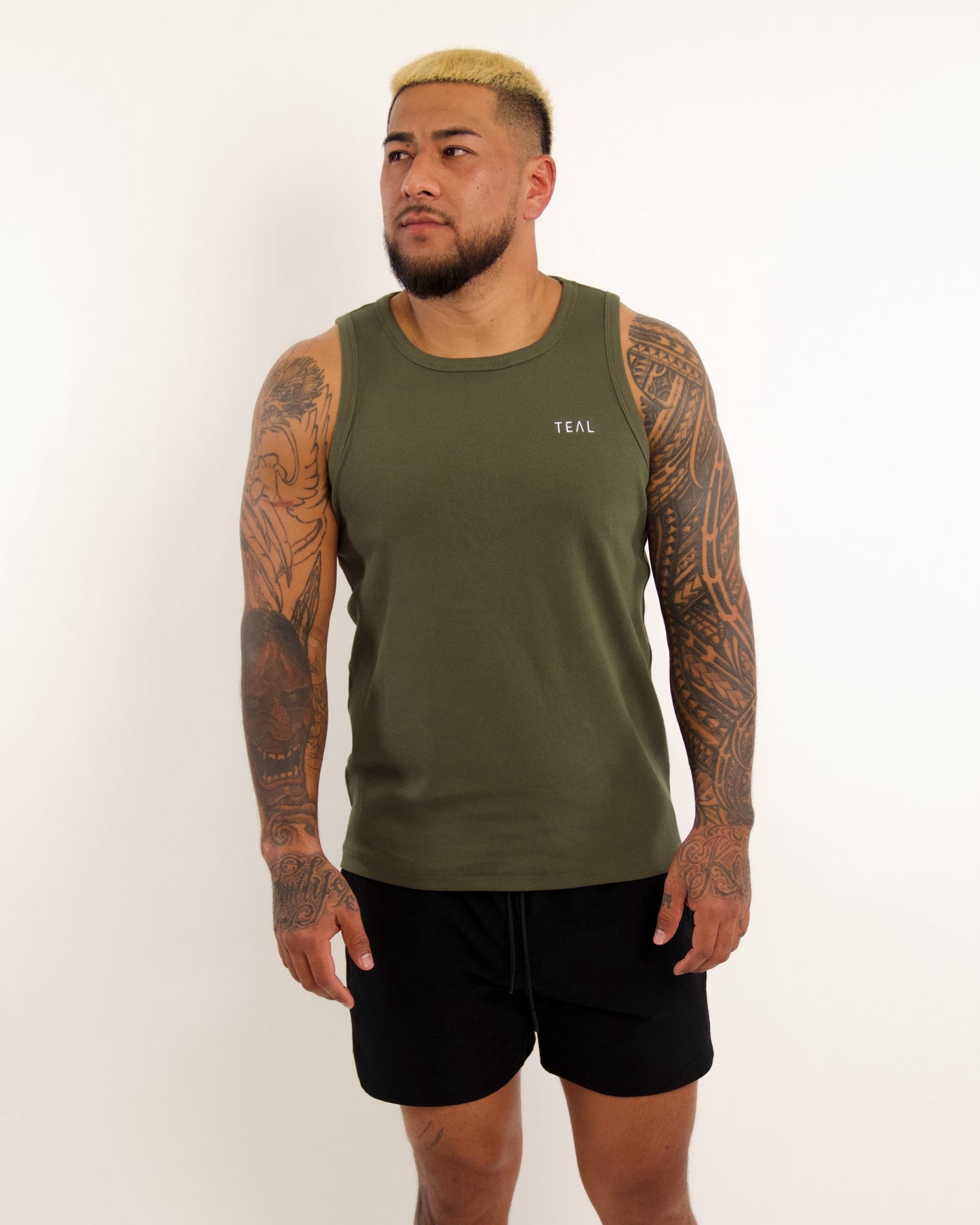 Everyday Men's Tank in Ribbed Olive Green