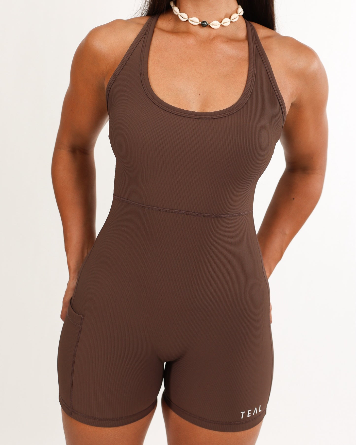 Kelia Jumpsuit in Ribbed Mocha